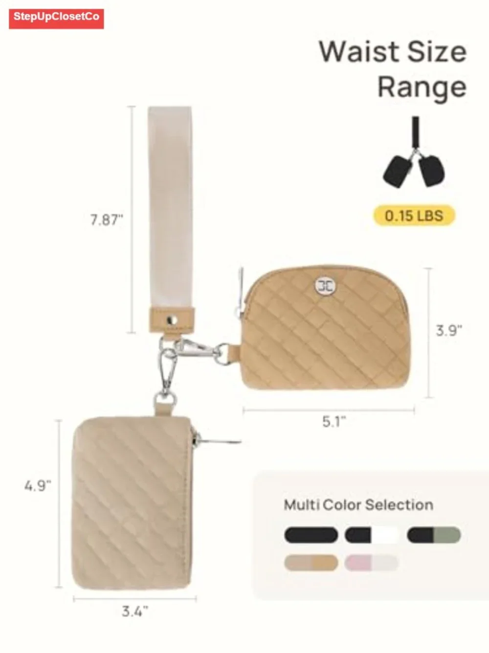 Canvas Quilted Wristlet Wallet with Detachable Keychain Coin Purse Dual Pouch